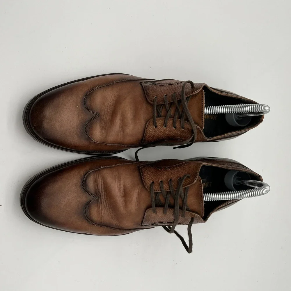 Johnston & Murphy Handcrafted in Italy‎ Brown Leather Wingtip Derby 24-1816 9M